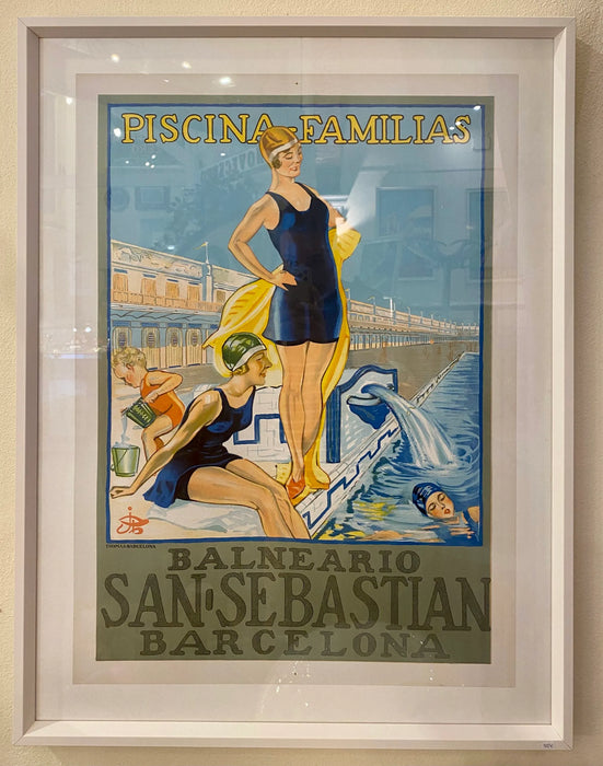 Manifesto Piscina Familias Balneario San Sebastian Barcelona 1930 ca