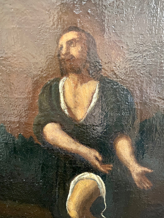 Quadro San Rocco Confessore olio su tela Nord Italia XVII sec