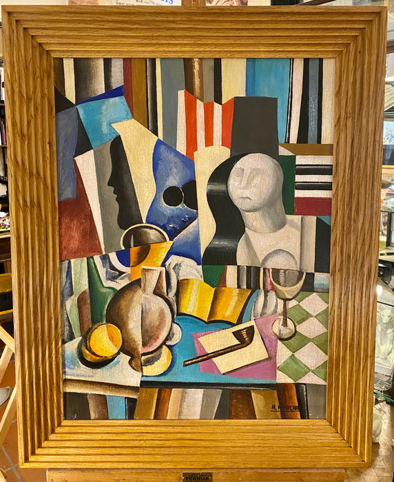 Henri Marchal - "Cubismo (attr.)" - olio su compensato - 1930 ca