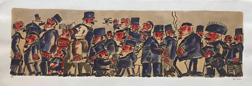 Franz Borghese – “La folla” – serigrafia materica su carta P.A. – 1990 ca
